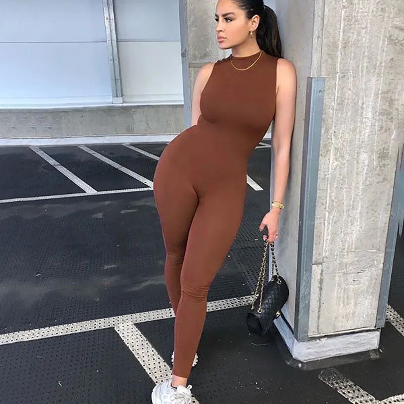 Autumn Winter Jumpsuit Streetwear Long Sleeve Bodycon Solid Sport Fitness Overalls