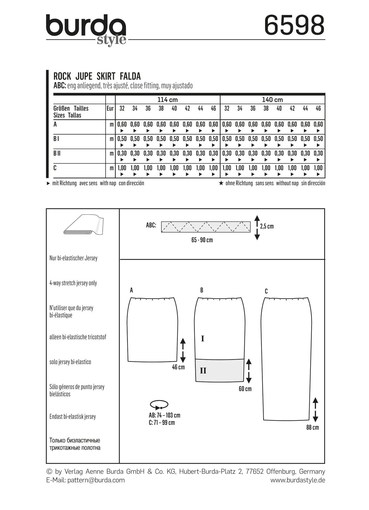 BD6598 Burda Style Pattern 6598 Skirt