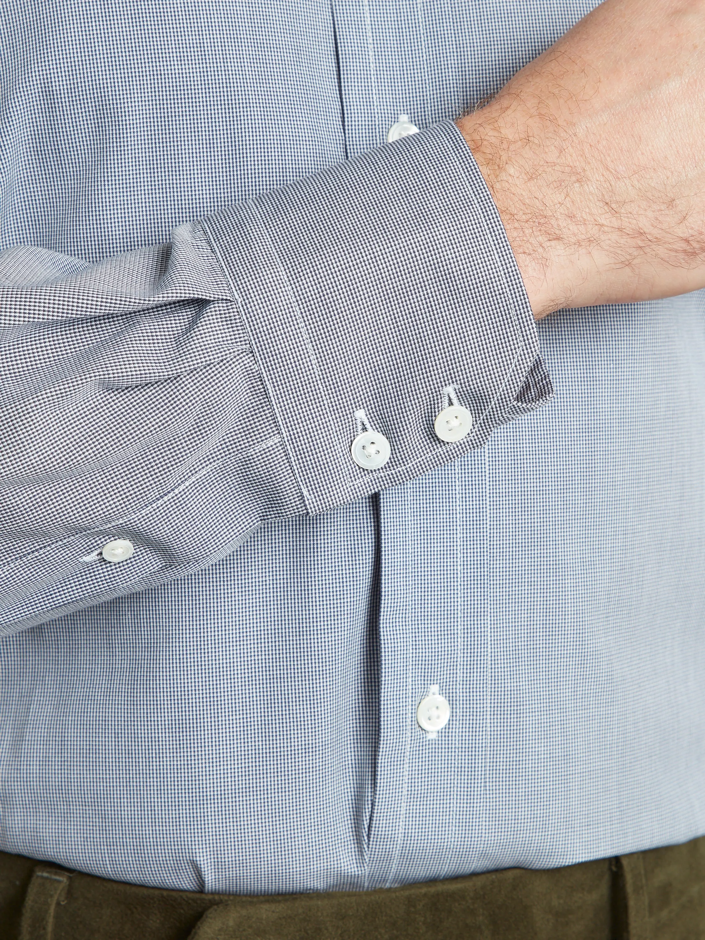 Berwick Shirt Classic Collar - Micro Check - Navy