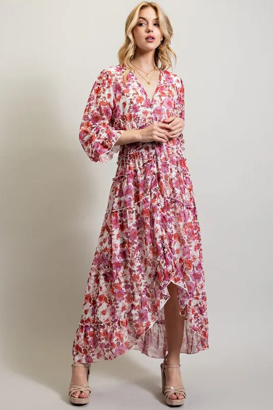 Bohemian Floral High and low maxi dress *Online Only*