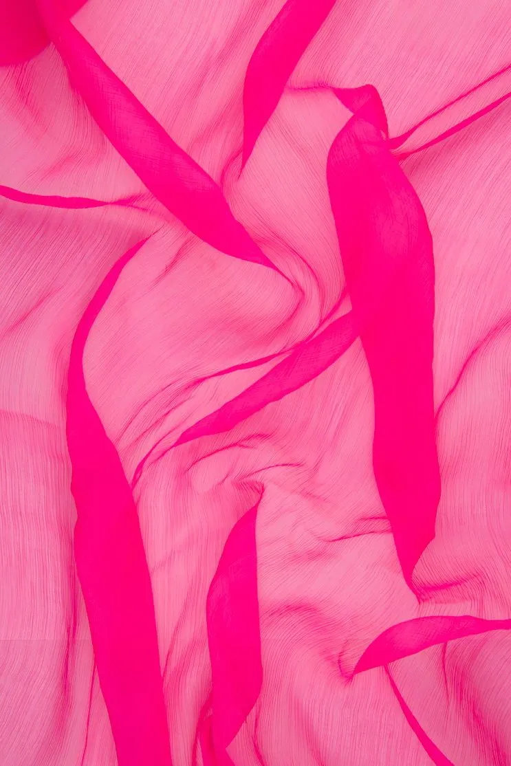 Bright Fuchsia Silk Crinkled Chiffon Fabric