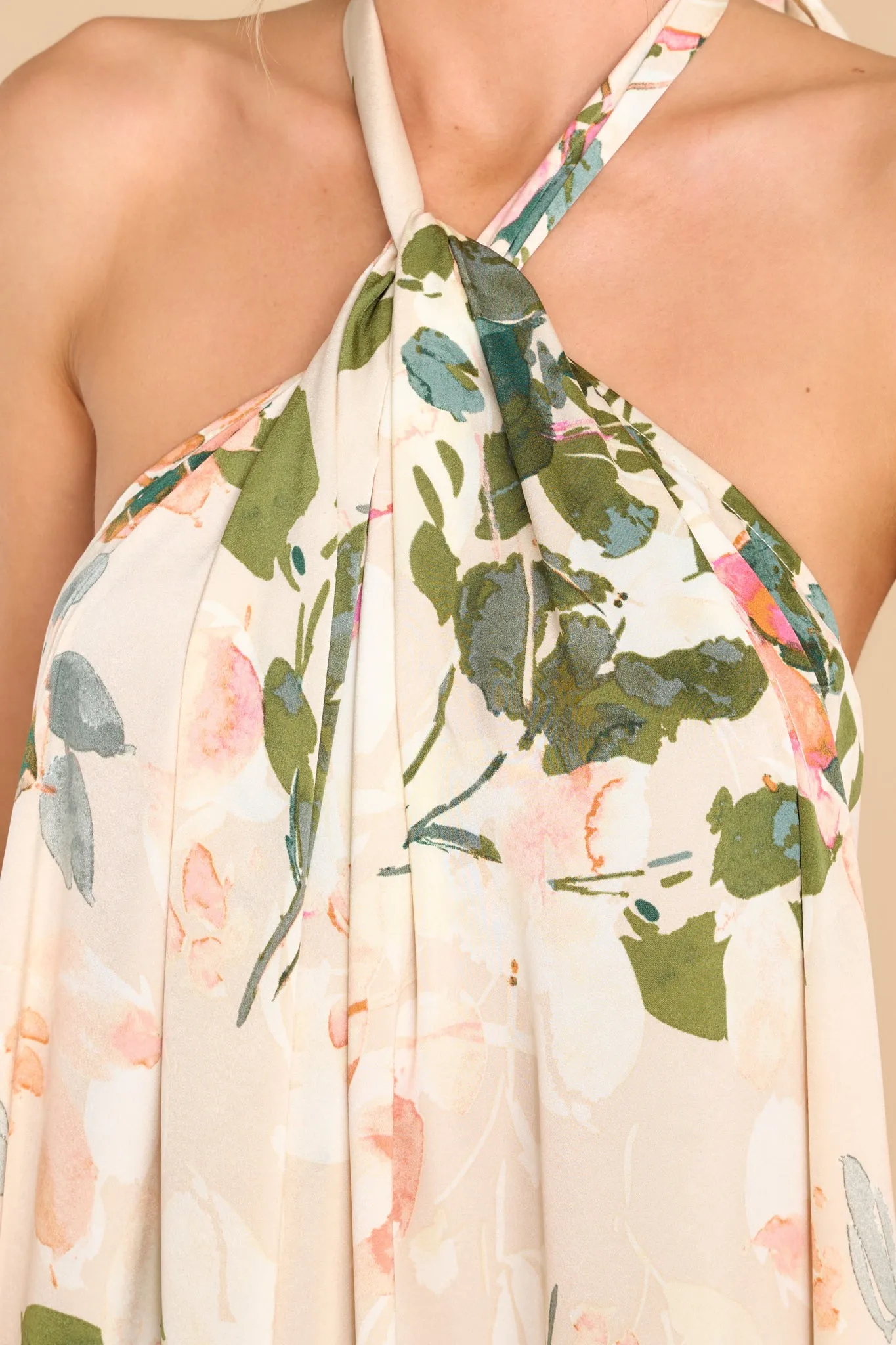 Dainty Love Tan Floral Print Maxi Dress