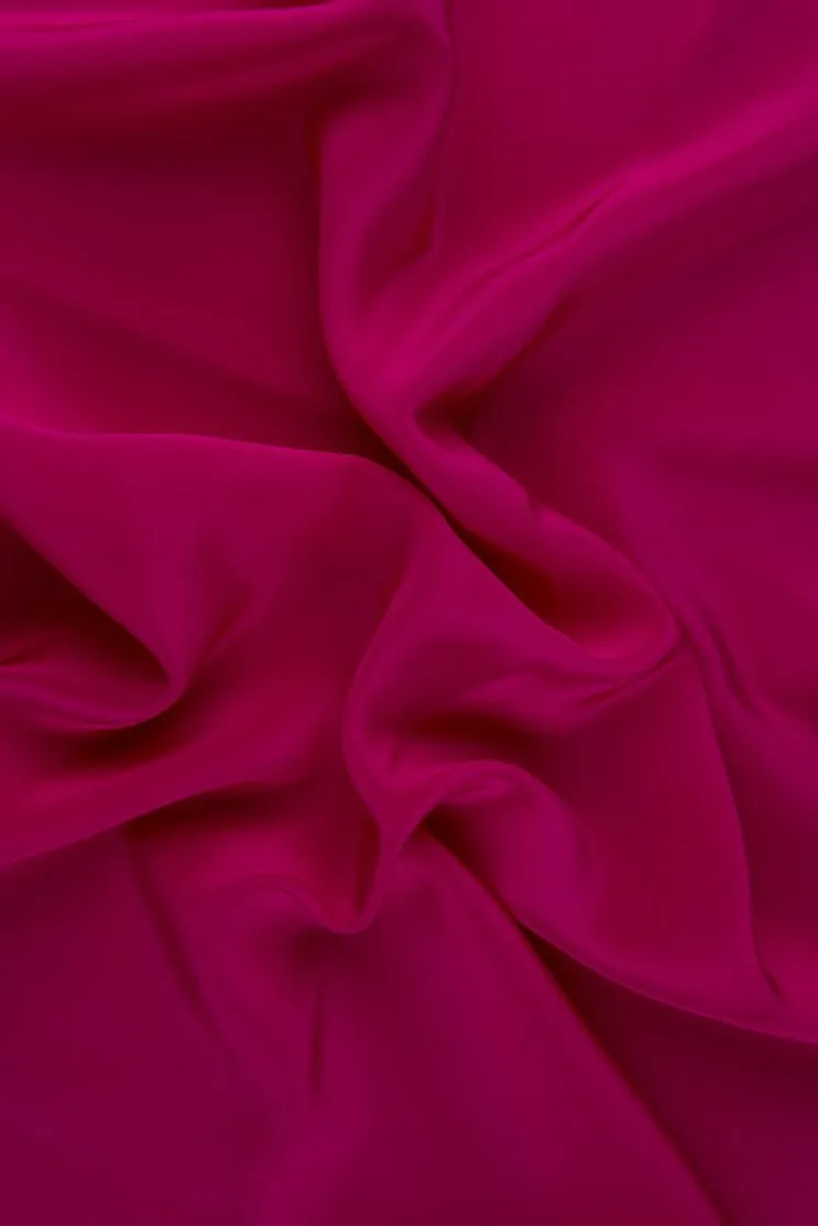 Dark Fuchsia Silk Crepe de Chine Fabric