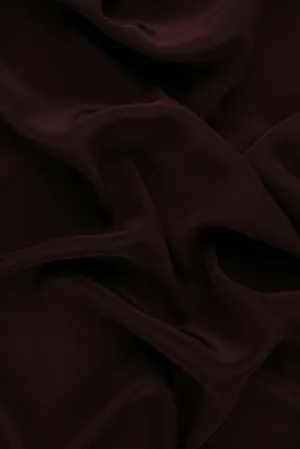 Dark Maroon Silk Crepe de Chine Fabric