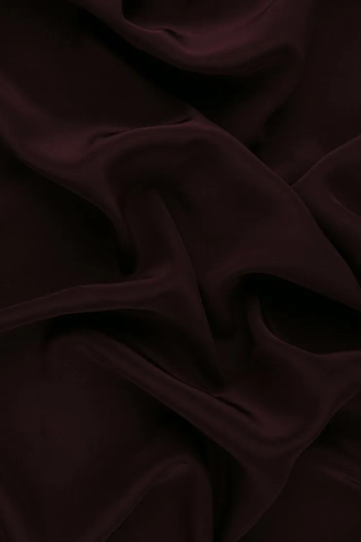 Dark Maroon Silk Crepe de Chine Fabric