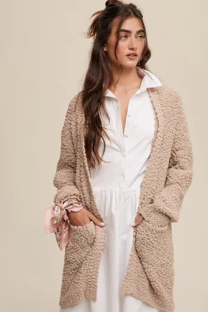 Ella Popcorn Open Knit Cardigan Sweater