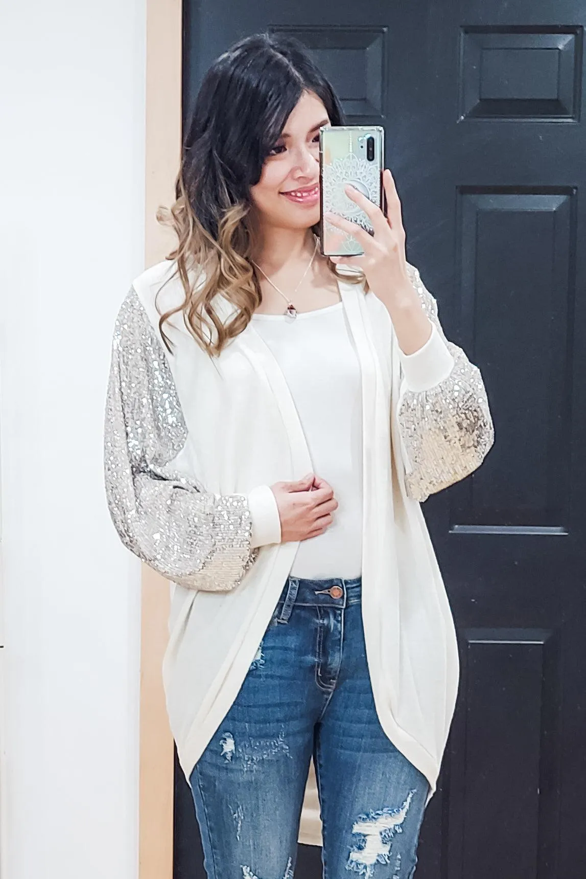 FINAL SALE -  Sequin Cocoon Cardigan