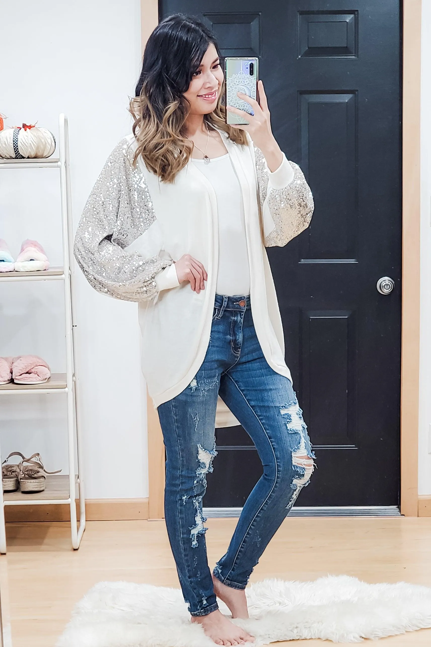 FINAL SALE -  Sequin Cocoon Cardigan