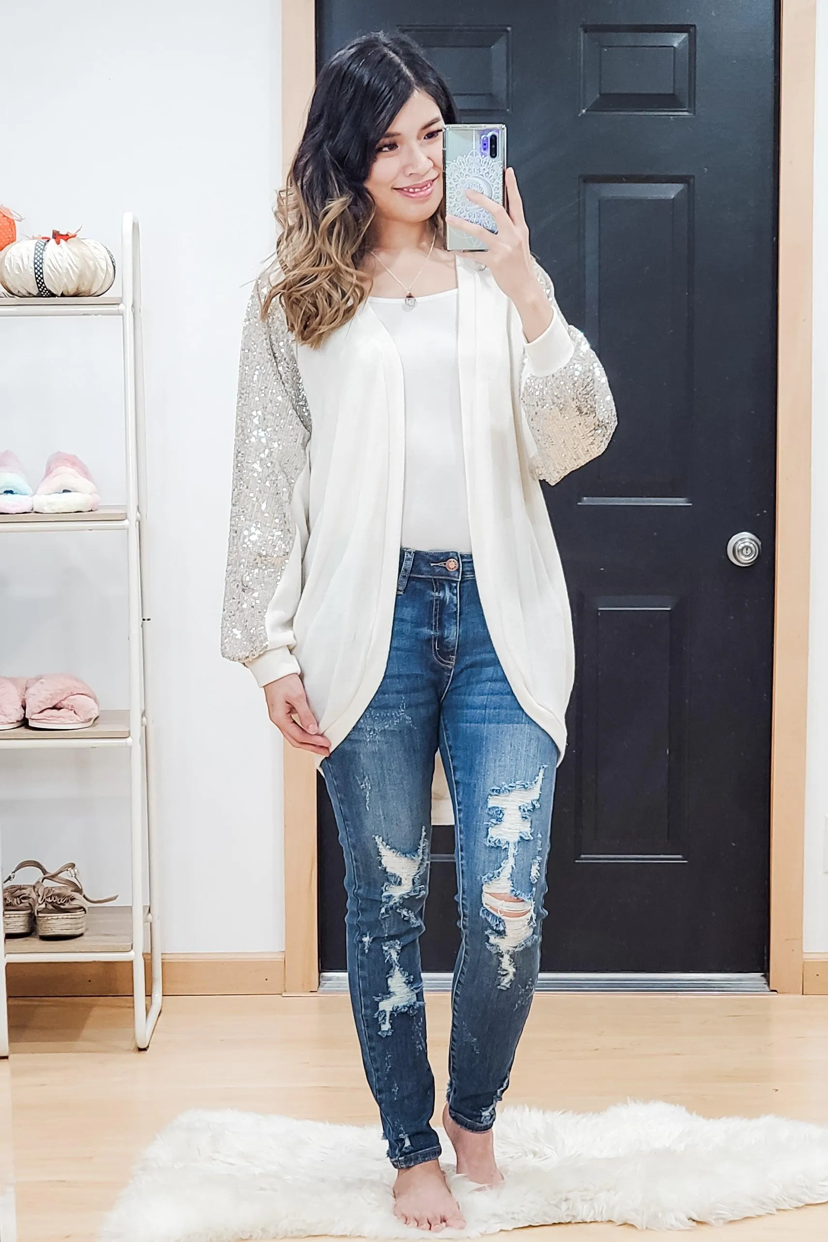 FINAL SALE -  Sequin Cocoon Cardigan