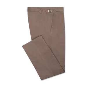 Flat Front Trouser in Tobacco Brushed Cotton Twill