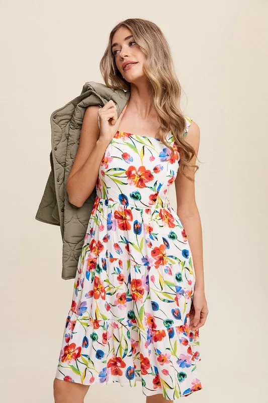 Flower Print Square Neck Dress *Online Only*