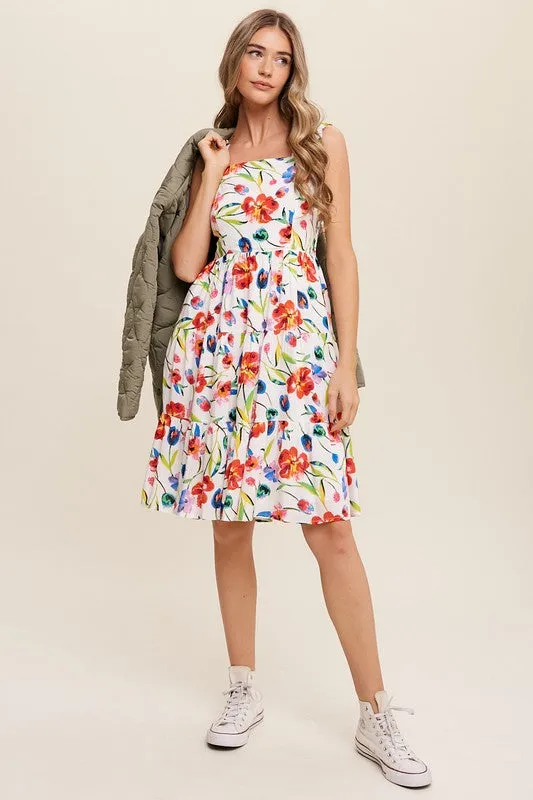 Flower Print Square Neck Dress *Online Only*