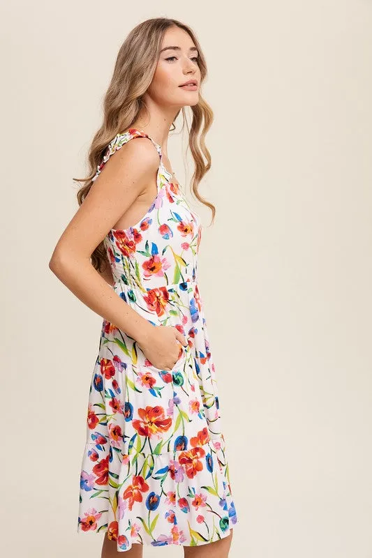 Flower Print Square Neck Dress *Online Only*