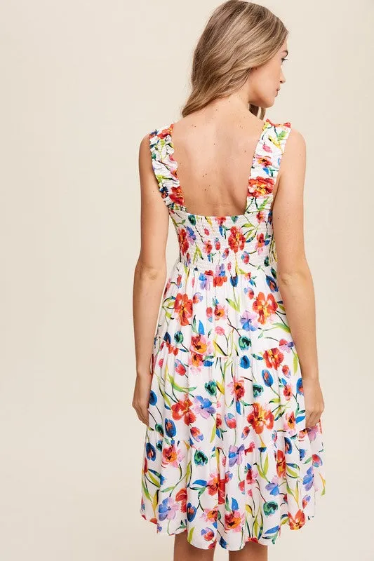 Flower Print Square Neck Dress *Online Only*