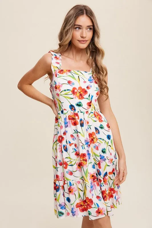 Flower Print Square Neck Dress *Online Only*