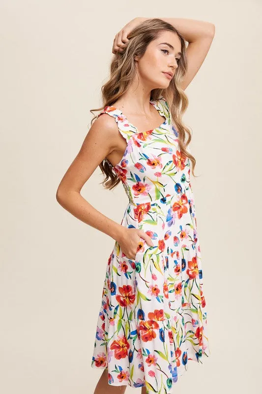 Flower Print Square Neck Dress *Online Only*