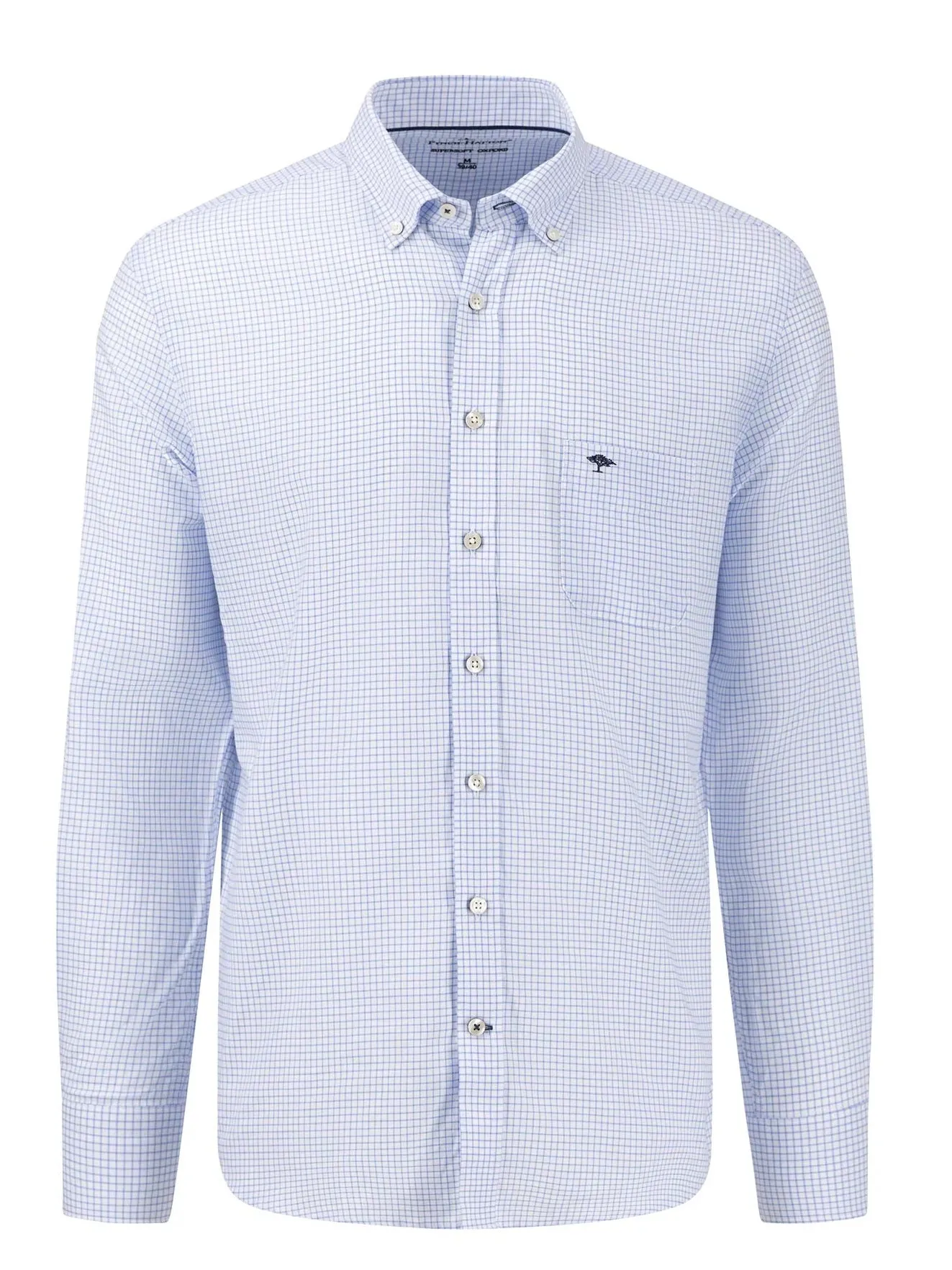 FYNCH HATTON Oxford Shirt - Men's Soft Cotton – Light Blue Check