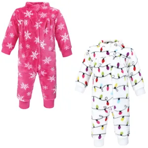 Hudson Baby Plush Jumpsuits, Pink Christmas Lights