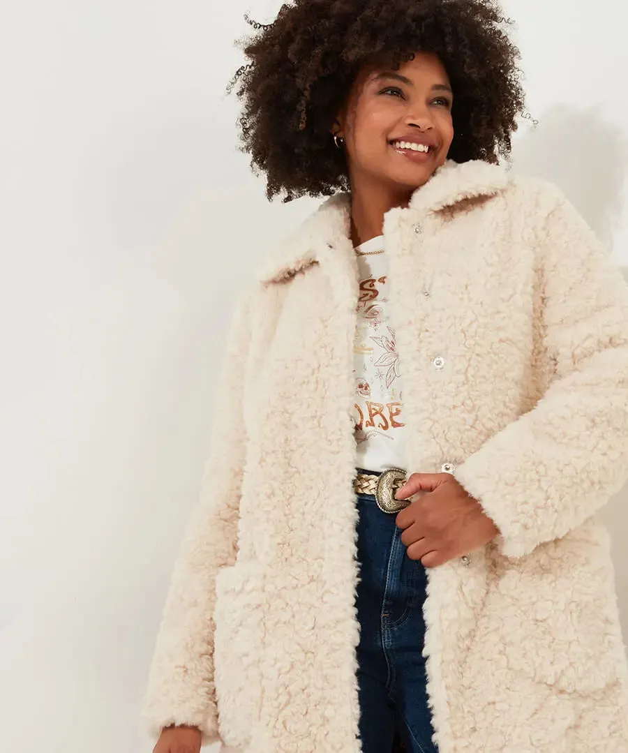 Joe Browns 16 Cream Cosy Up Furry Coat