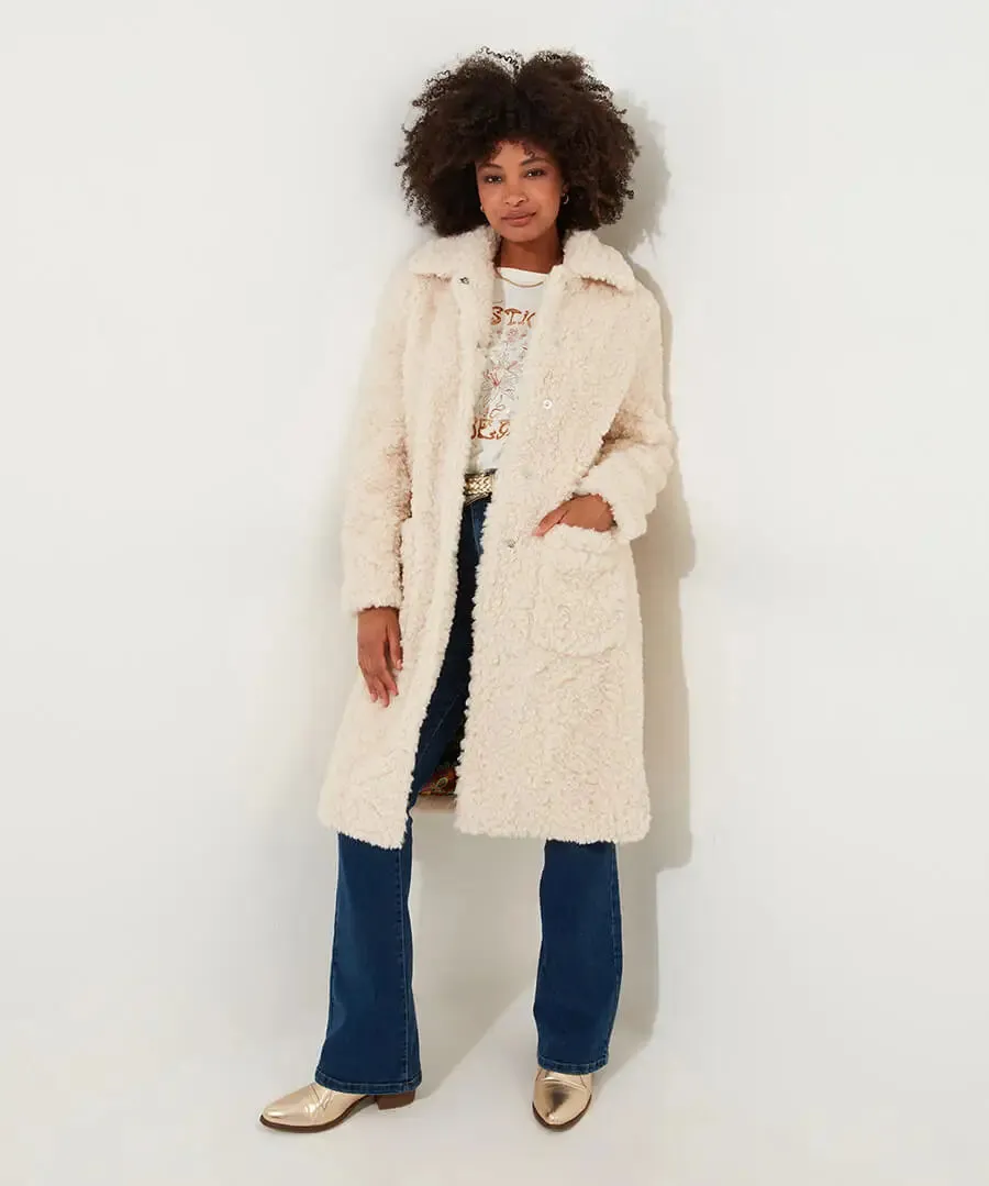 Joe Browns 16 Cream Cosy Up Furry Coat