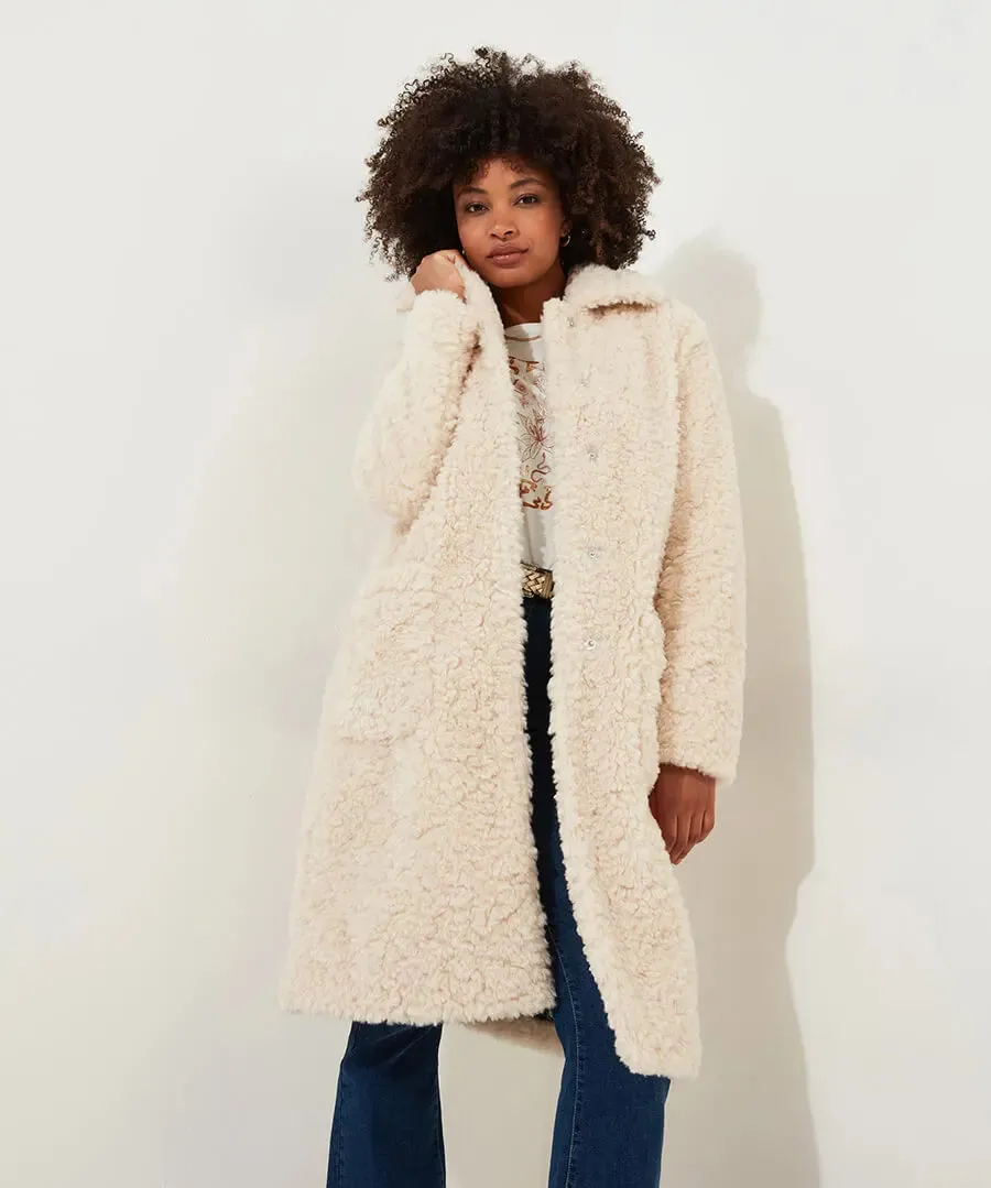 Joe Browns 16 Cream Cosy Up Furry Coat