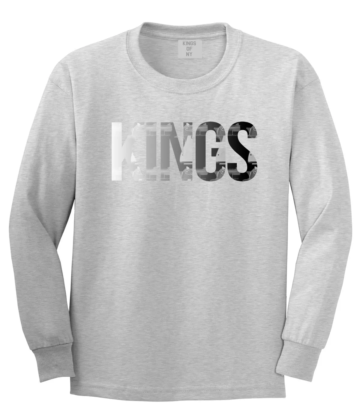 KINGS Gun Pattern Print Long Sleeve T-Shirt