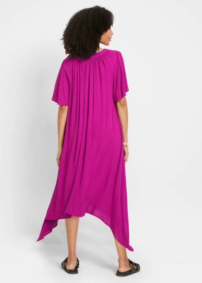 Long wide-fit crepe kaftan dress Bpc Bonprix Collection, purple