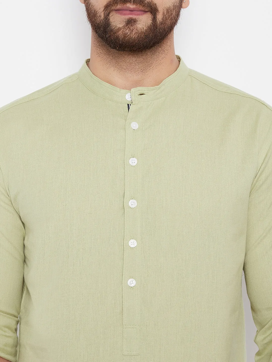 Men's Solid Linen Short Kurta - Even Apparels