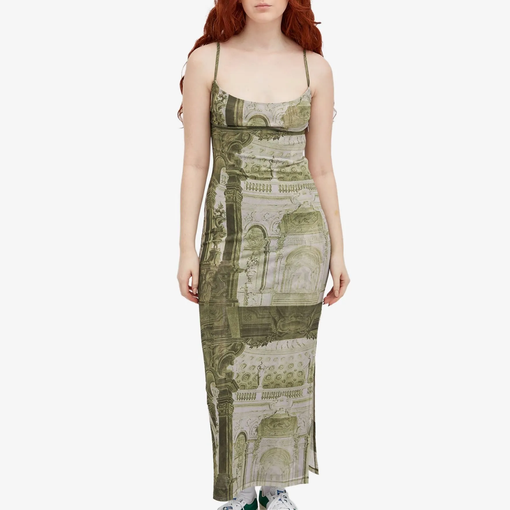 Miaou Emblem Print Thais Midi Dress, Green/Grey