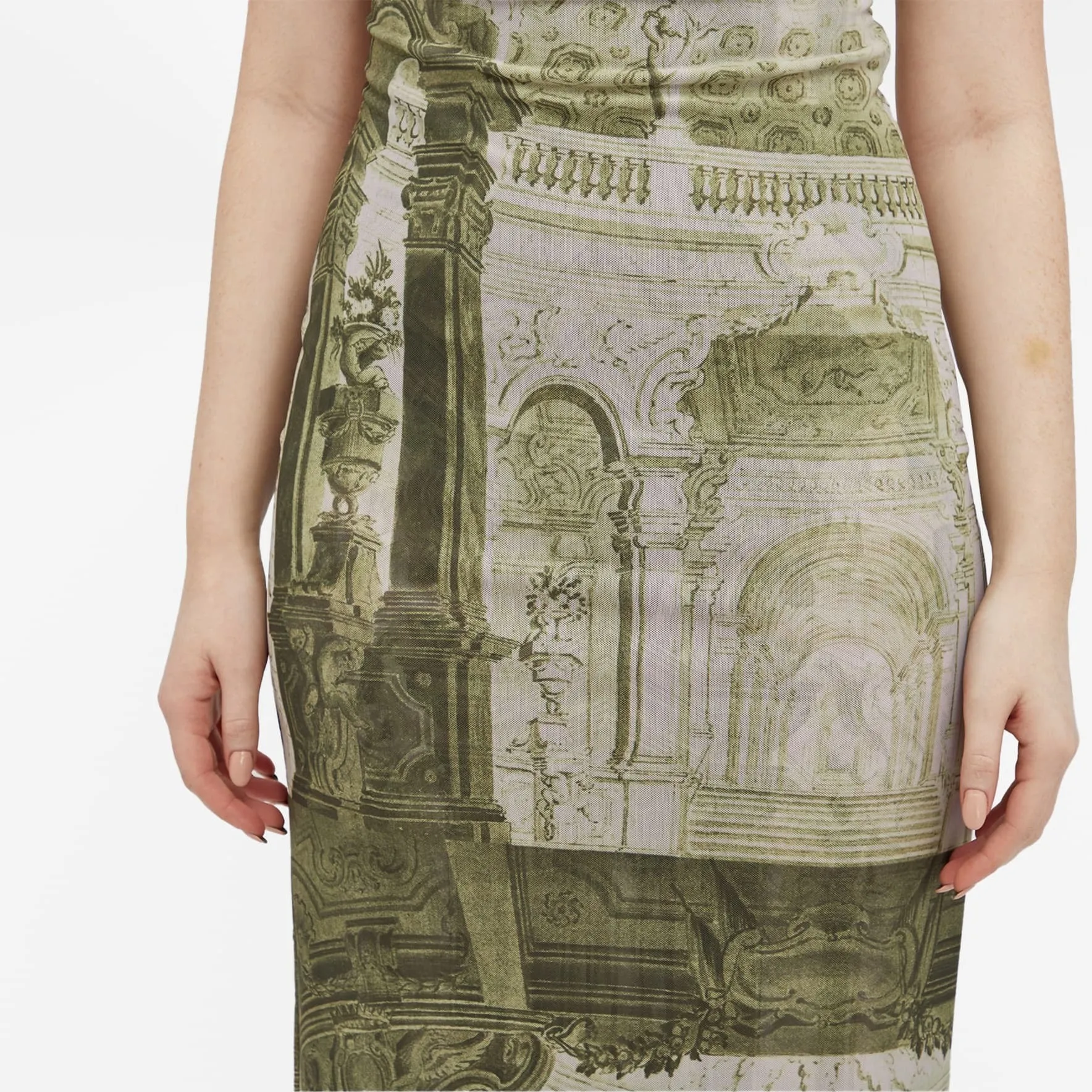 Miaou Emblem Print Thais Midi Dress, Green/Grey