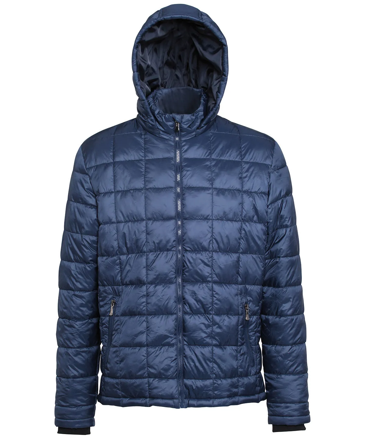 Navy - Box quilt hooded jacket