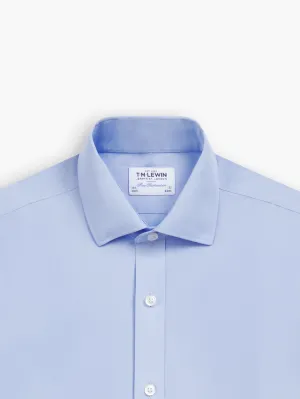 Non-Iron Light Blue Poplin Fitted Double Cuff Classic Collar Shirt