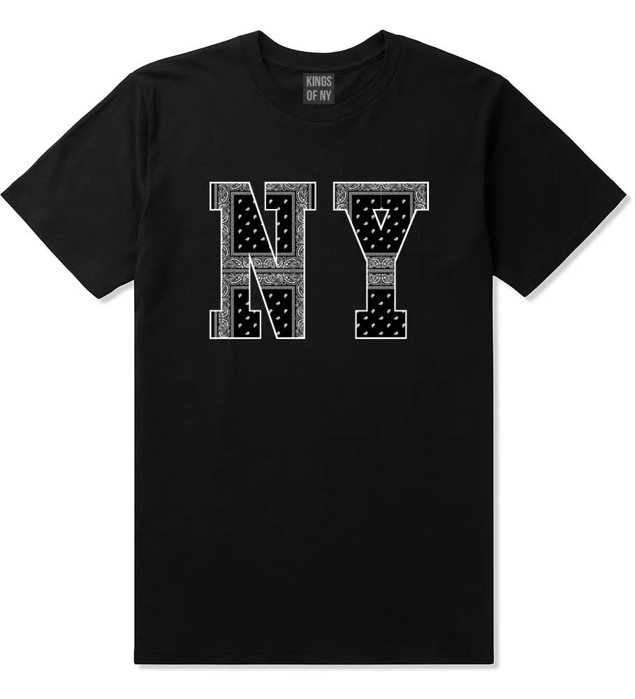 NY Bandana Print New York Black Flag T-Shirt