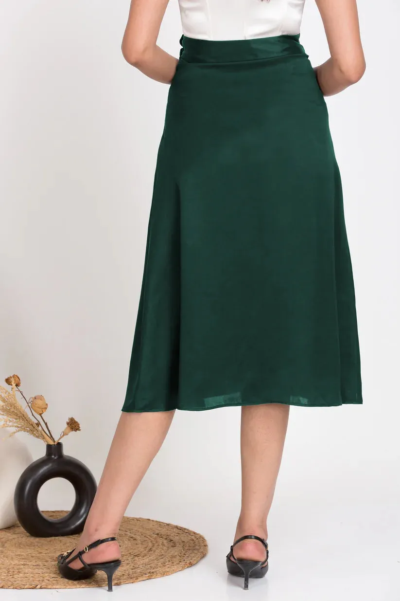 Office Wear Women's Flared satin skirt