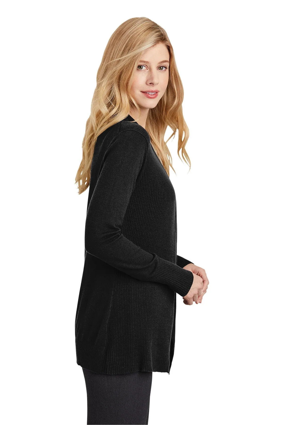 Port Authority Ladies Open Front Custom Cardigan Sweaters, Black