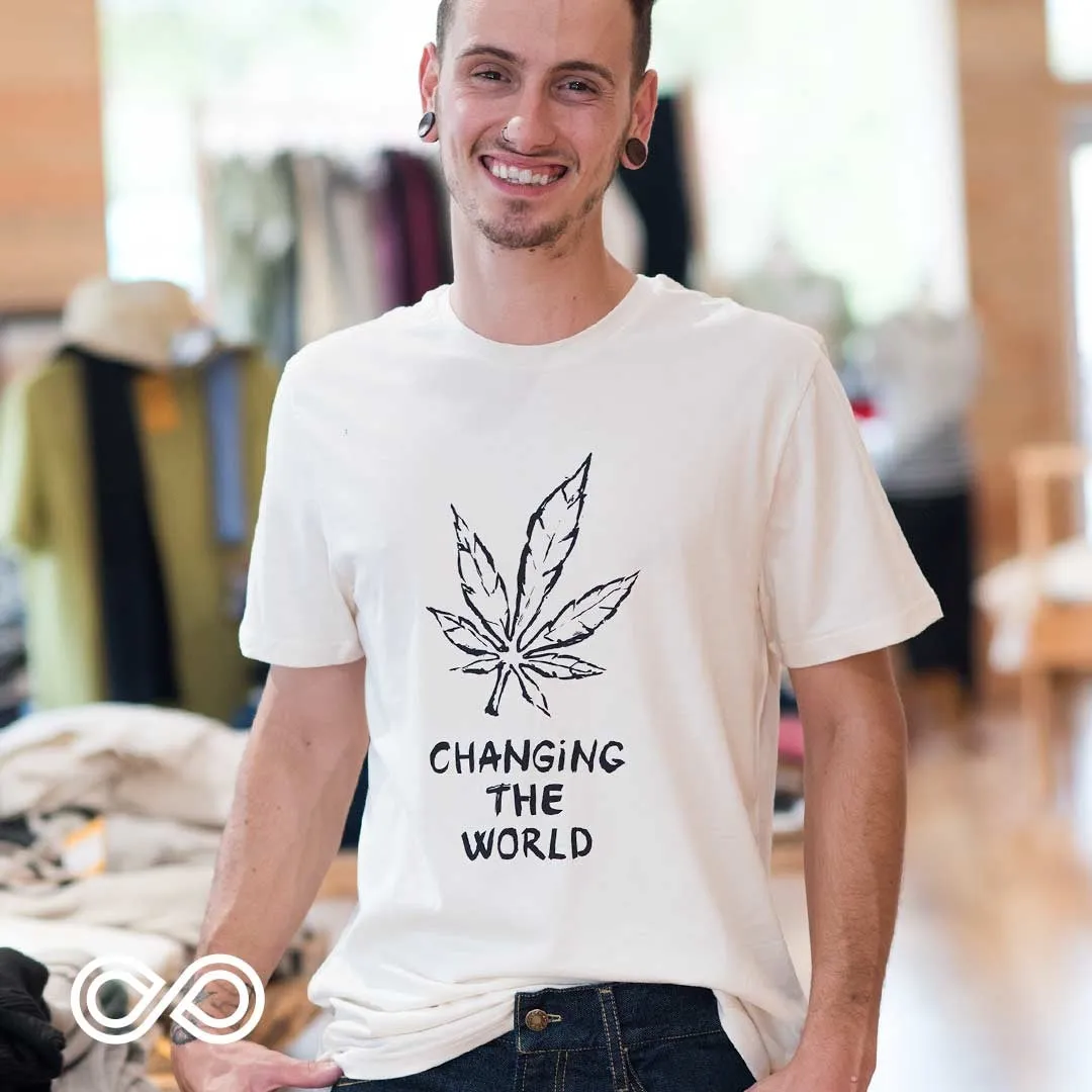 PUREVALLEY 100% Organic Prima Cotton T-Shirt - Eco-Printed: Changing The World