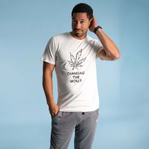 PUREVALLEY 100% Organic Prima Cotton T-Shirt - Eco-Printed: Changing The World