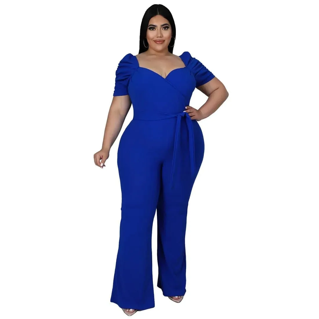 Short Sleeve Jumpsuits with Belt