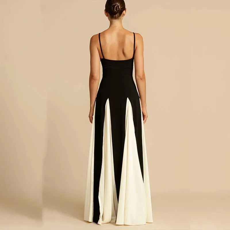 Sleeveless Contract Color Club Show Style Drape Pleat Fashion Splicing Tube Tops Elegant Sexy Dress