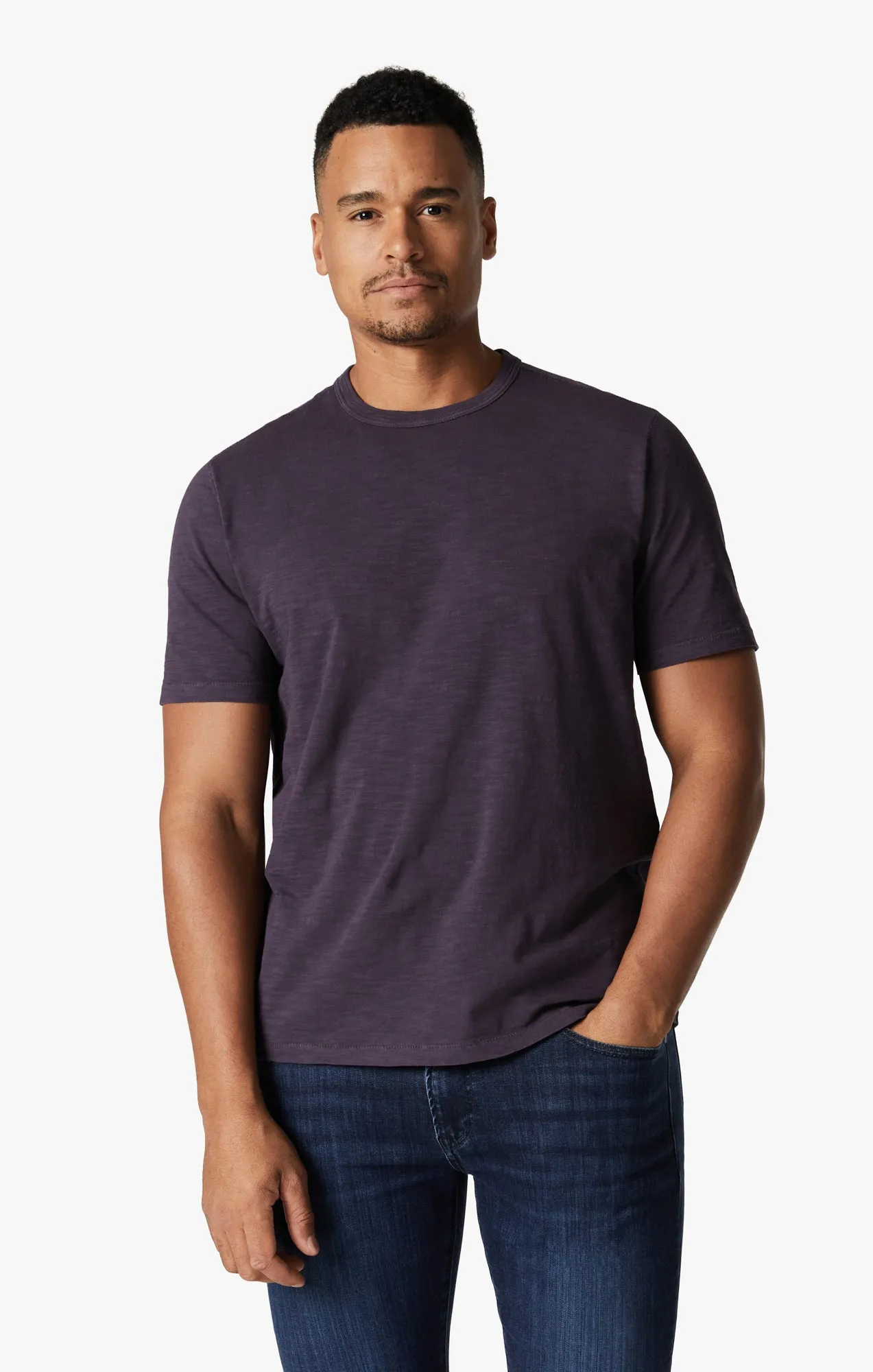 Slub Crew Neck T-Shirt In Sweet Grape