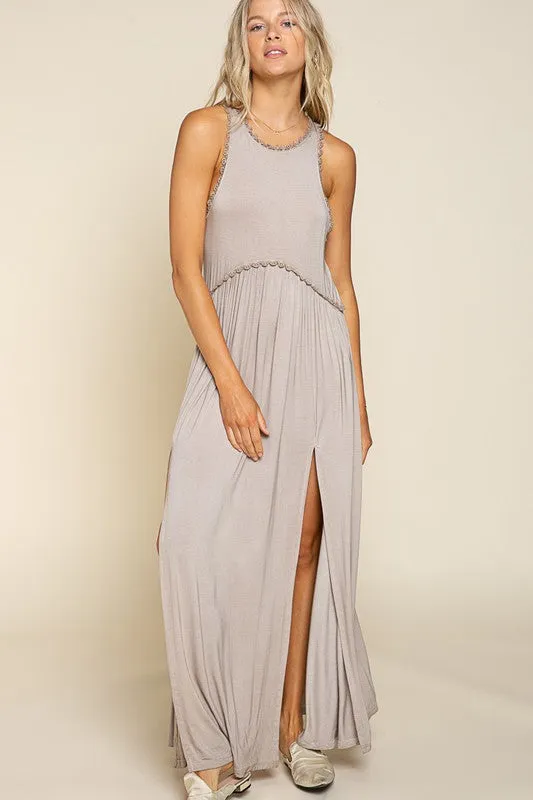 Stone Washed Side Slit Cut Out Maxi Dress *Online Only*