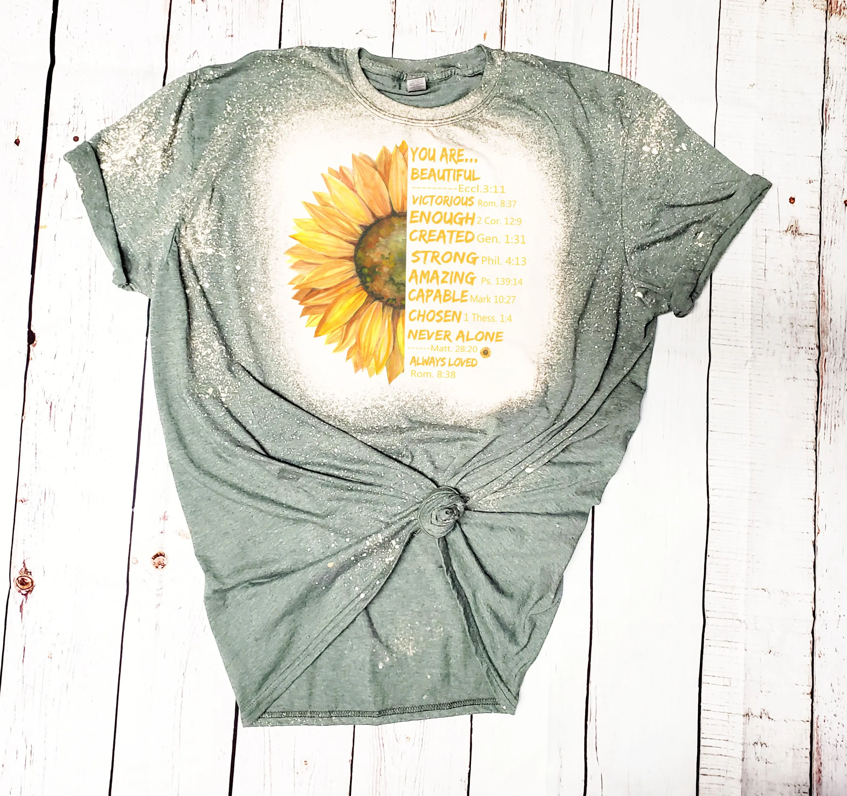 Sunflower Bible Verse Christian Bleached Shirt