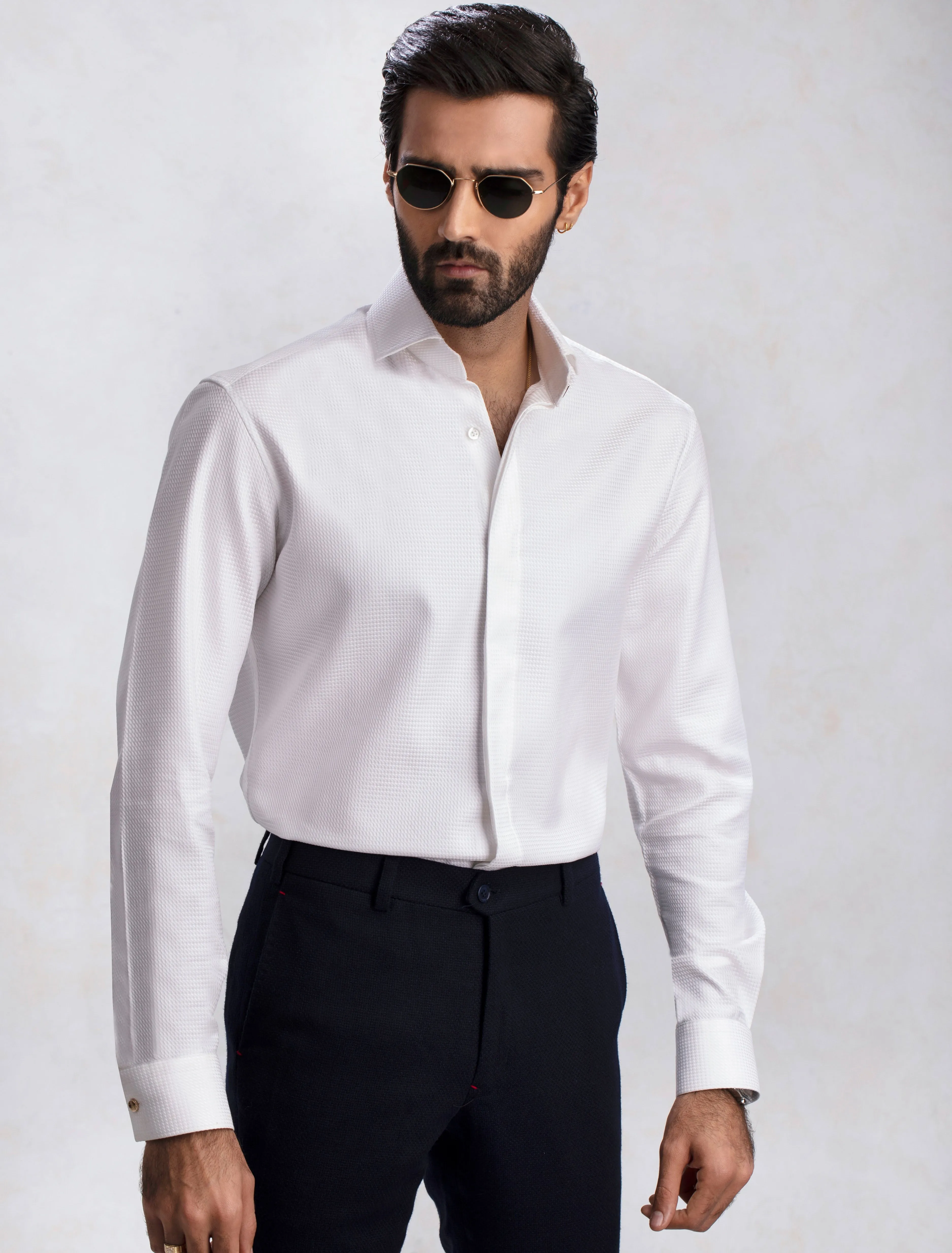 WHITE PREMIUM EGYPTIAN COTTON FABRIC SHIRT