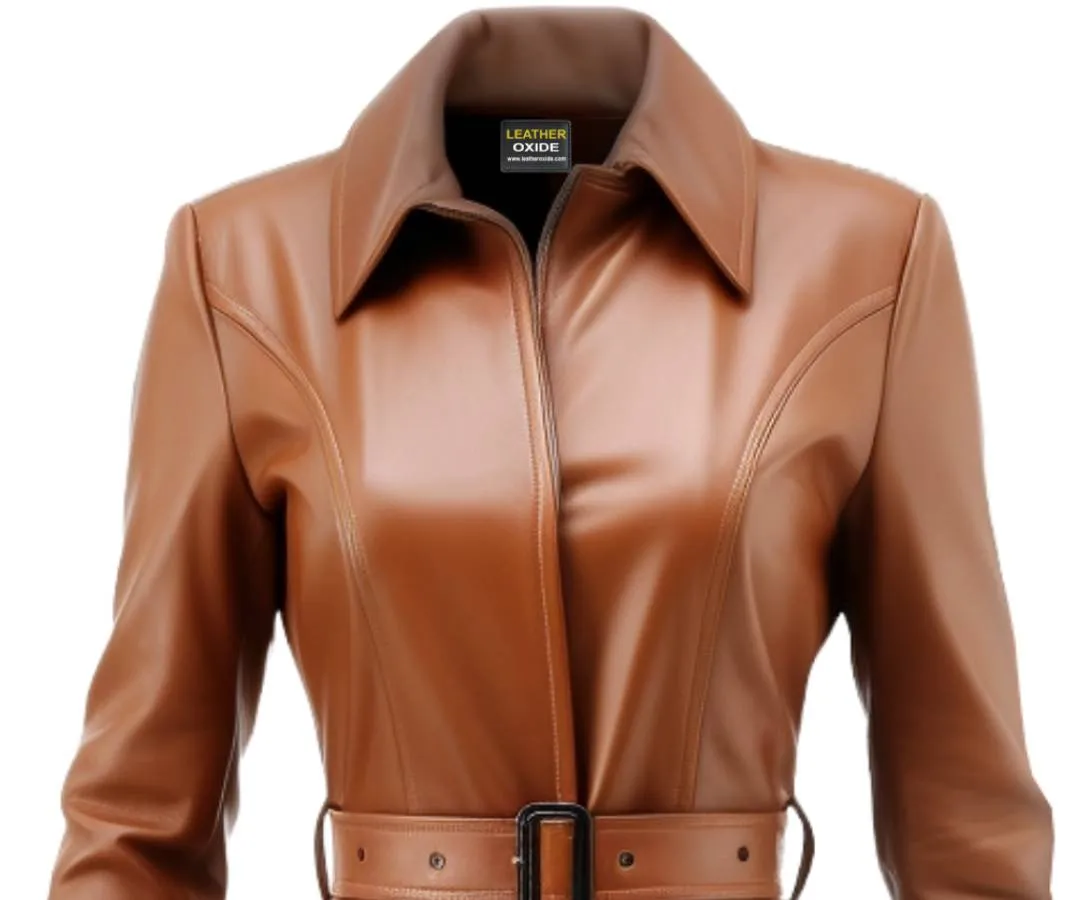 Women Brown Leather Coat - Brown Stylish Leather Coat