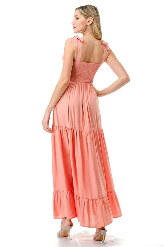 Women Smocked Top with Tiered Bottom Maxi Dress *Online Only*