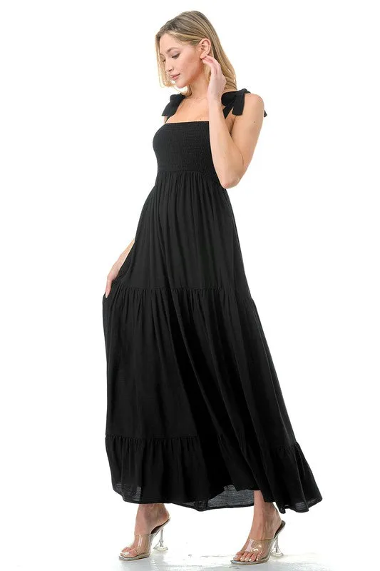 Women Smocked Top with Tiered Bottom Maxi Dress *Online Only*