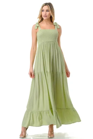 Women Smocked Top with Tiered Bottom Maxi Dress *Online Only*