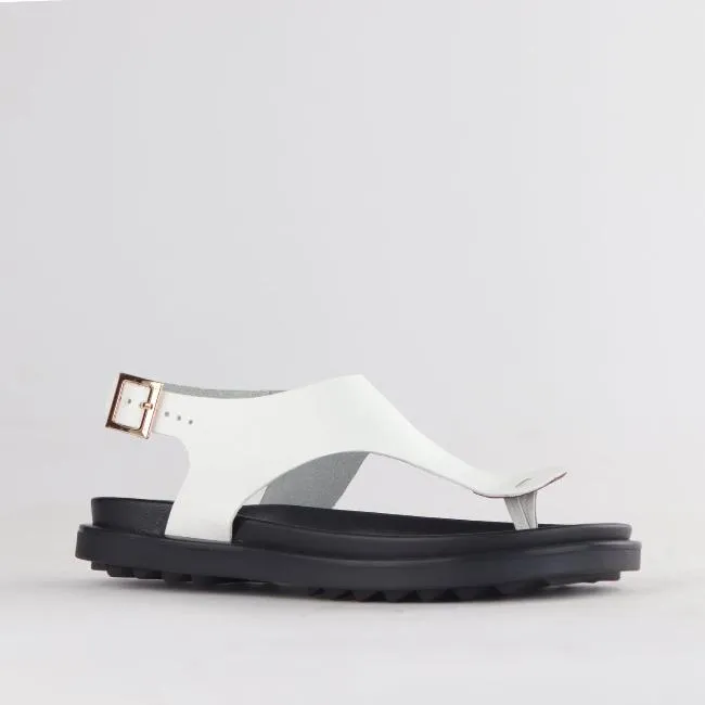 Women's Thong Flat Sandal in White- 12692